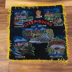 Vintage souvenir fringed pillowcase cover, Luxembourg